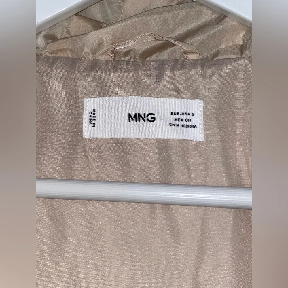 MANGO MNG Hooded Long Puffer Vest women’s Small S champagne double front zipper - Picture 14 of 16